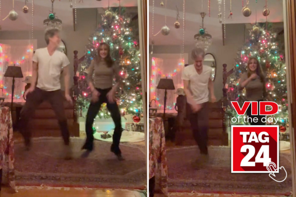 Viral Video of the Day for January 1, 2024: Dad and daughter dive into the New Year like pros!