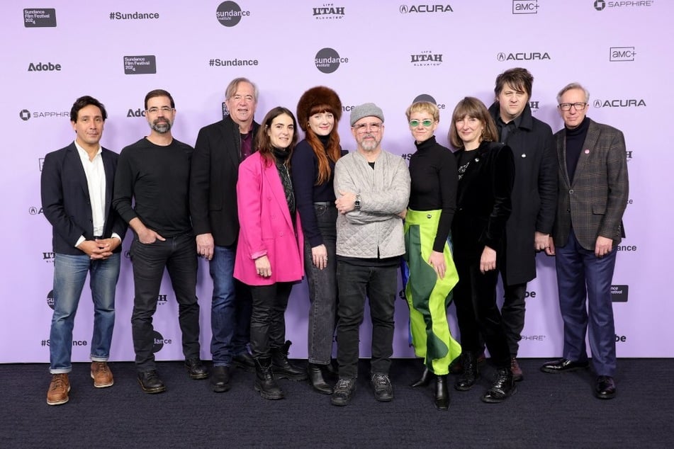Chris Cechin-De La Rosa, Derrick Morton, Jessica Edwards, Maya Tippet, Gary Hustwit, Marley MacDonald, Natasha Dack, and Brendan Dawes attend the Eno Premiere during the 2024 Sundance Film Festival on January 18 in Park City, Utah.