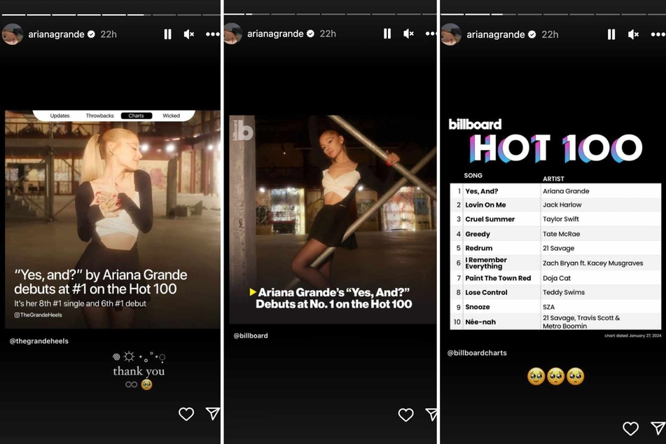 Ariana took to her Instagram feed and Stories to celebrate the milestone achievement with her fans!