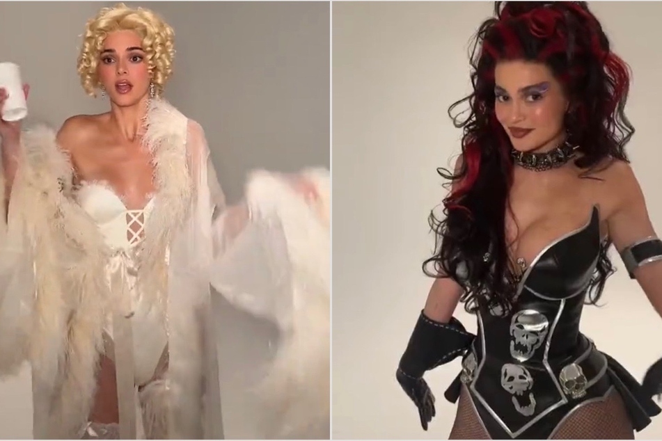 Kylie Jenner (r.) and Kendall Jenner paid homage to Batman Forever with iconic Sugar & Spice costumes.