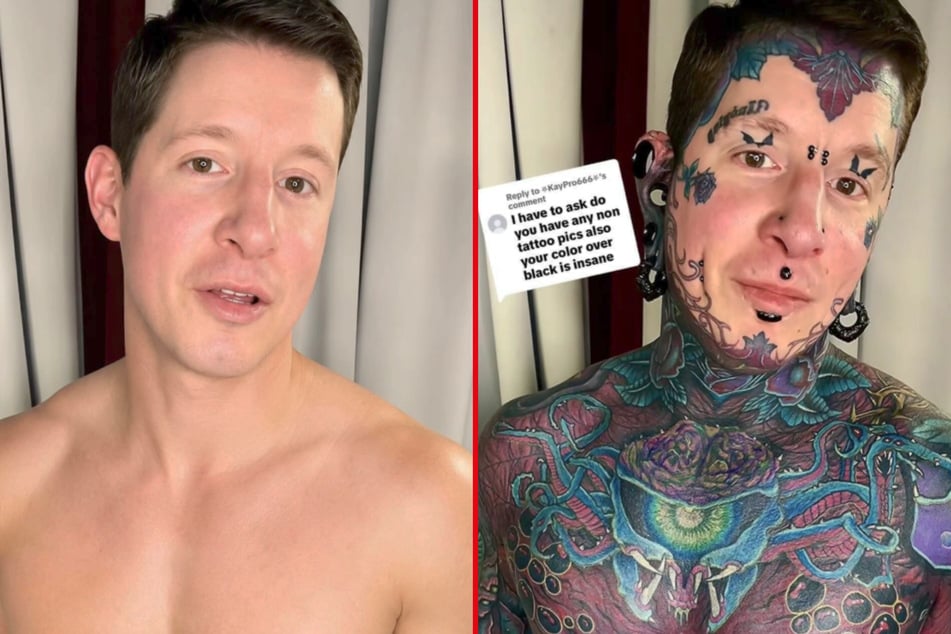 Remy Schofield showed off how he'd look without the tattoos that cover his entire body.