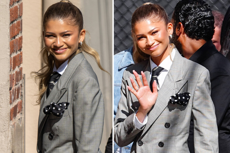 Zendaya donned a dapper, vintage Ralph Lauren suit for her appearance on Jimmy Kimmel Live! on Thursday.