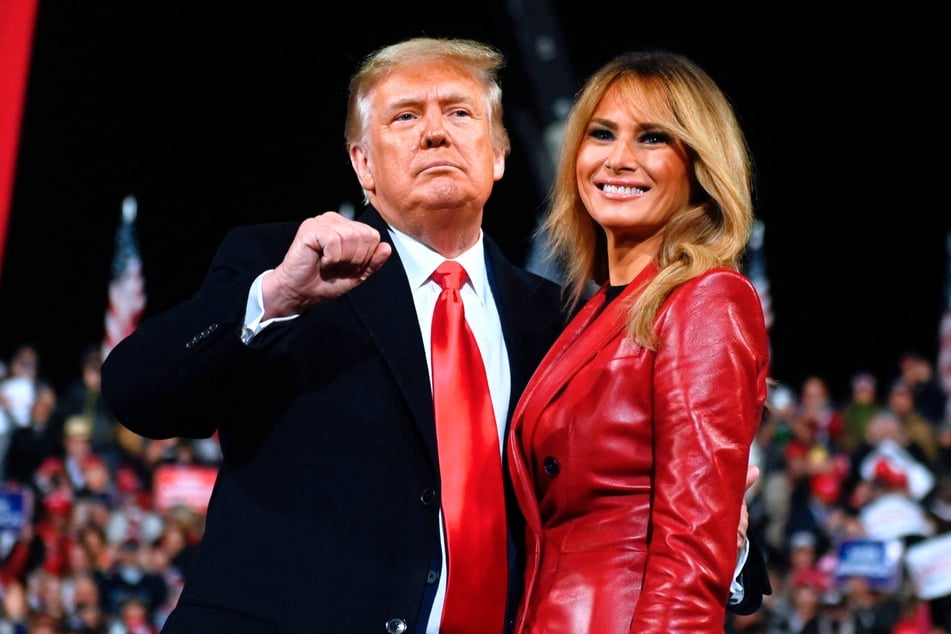 Donald Trump and his wife Melania Trump during a rally in Valdosta, Georgia on December 5, 2020.