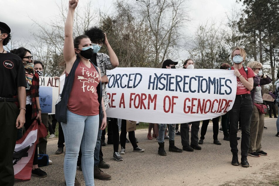 Protesters gathered in February to demand the closure of Irwin County Detention Center.