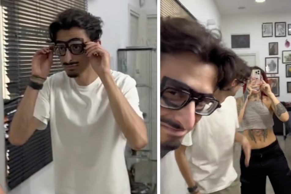 Is this customer really so forgetful that he had to have glasses tattooed on his face?