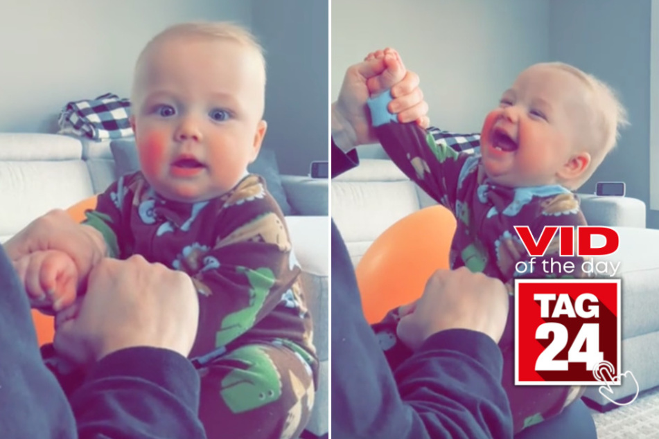 Viral Video of the Day for April 6, 2024: Cowboy baby can't stop belly laughing!