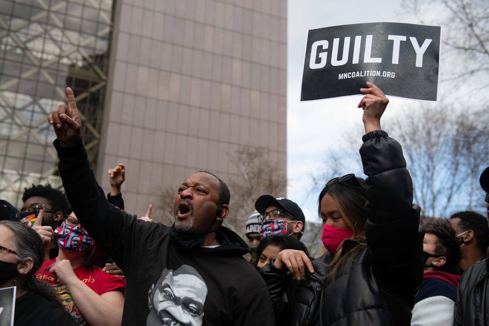 Protesters gathered after the verdict of Derek Chauvin's trial earlier this year.