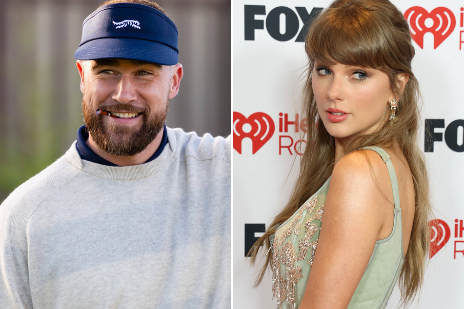 Travis Kelce (l.) sparked some wedding speculation after he didn't correct a podcast guest who called Taylor Swift his "wife."