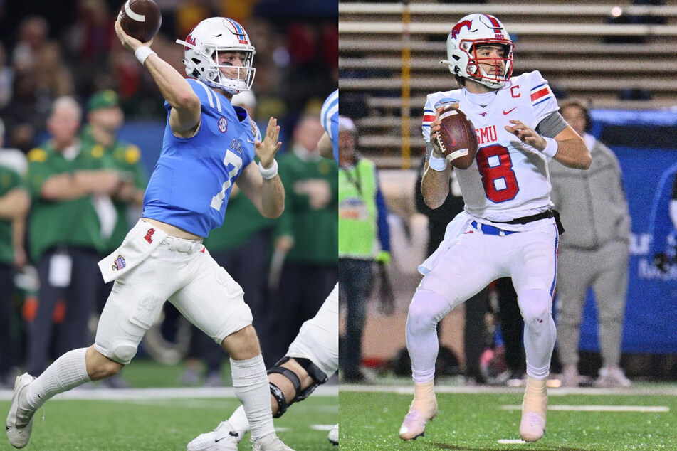 SMU quarterback Tanner Mordecai (r) and Ole Miss former passer Luke Altmyer (l) are the newest players to make waves in the college football transfer portal.
