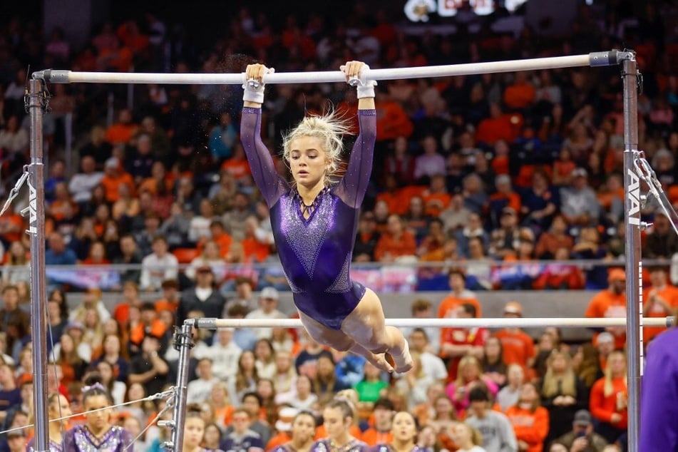 Olivia Dunne gave fans a glimpse into her tough training routine with a video on her Instagram story, showing off her bar skills with the caption, "Preparing for nationals!"