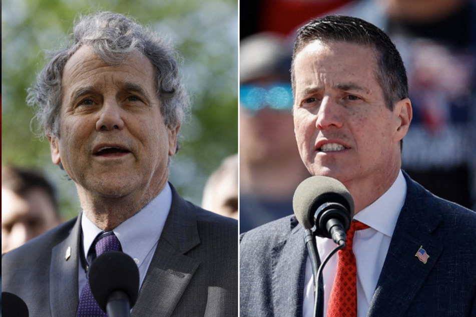 Ohio's Democratic Senator Sherrod Brown (l.) will face Republican challenger Bernie Moreno in the general election.