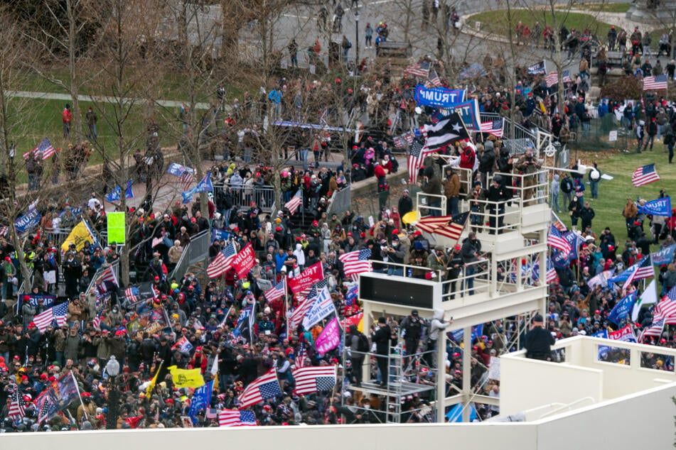 Thousands of Donald Trump supporters violently protesting at the US Capitol in Washington DC, January 6, 2021