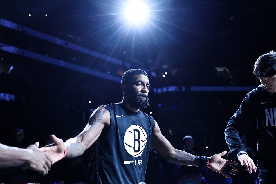 Kyrie Irving of the Brooklyn Nets is introduced before the start of a game against the Indiana Pacers at Barclays Center on October 31, 2022.