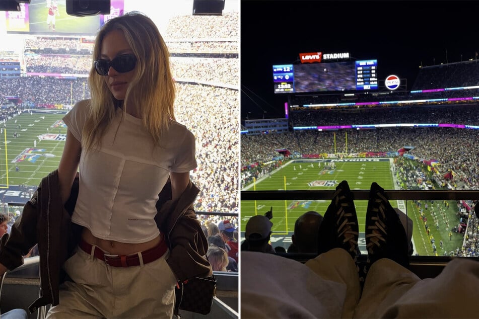 Luisa Laemmel posted several photos from the Super Bowl on her own page after being caught by paparazzi.