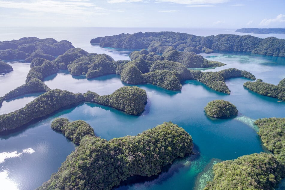 Palau consists of a collection of coral atolls and volcanic isles in the Pacific.