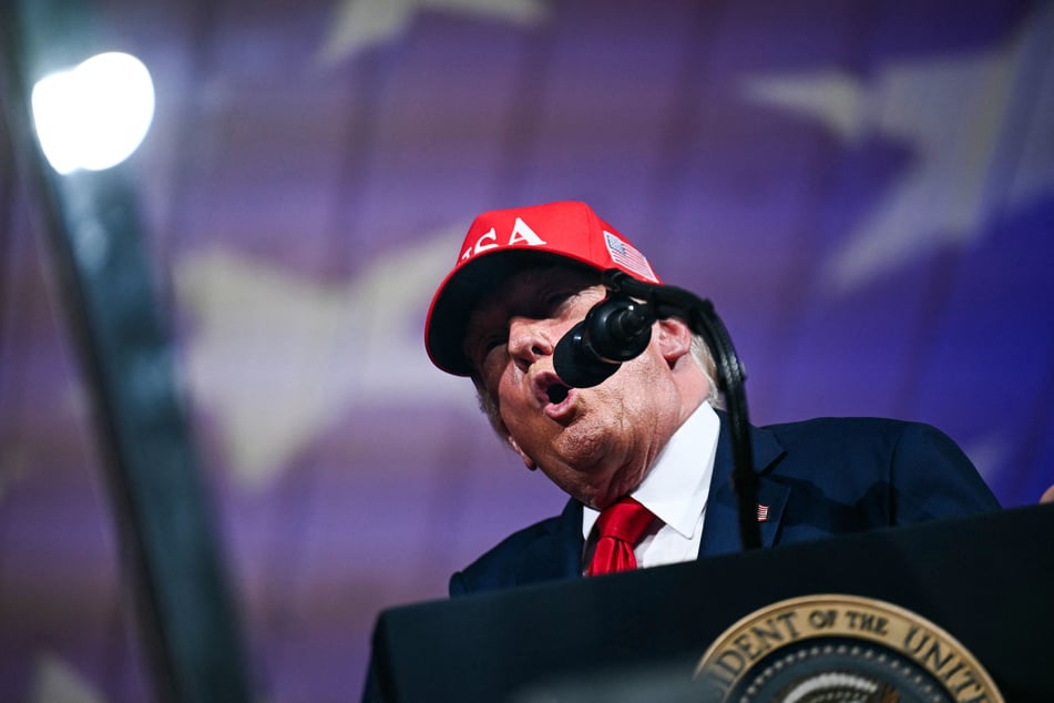 Donald Trump speaks at a rally at Gastonia Municipal Airport in Gastonia, North Carolina, on September 16, 2026. The president lashed out after 