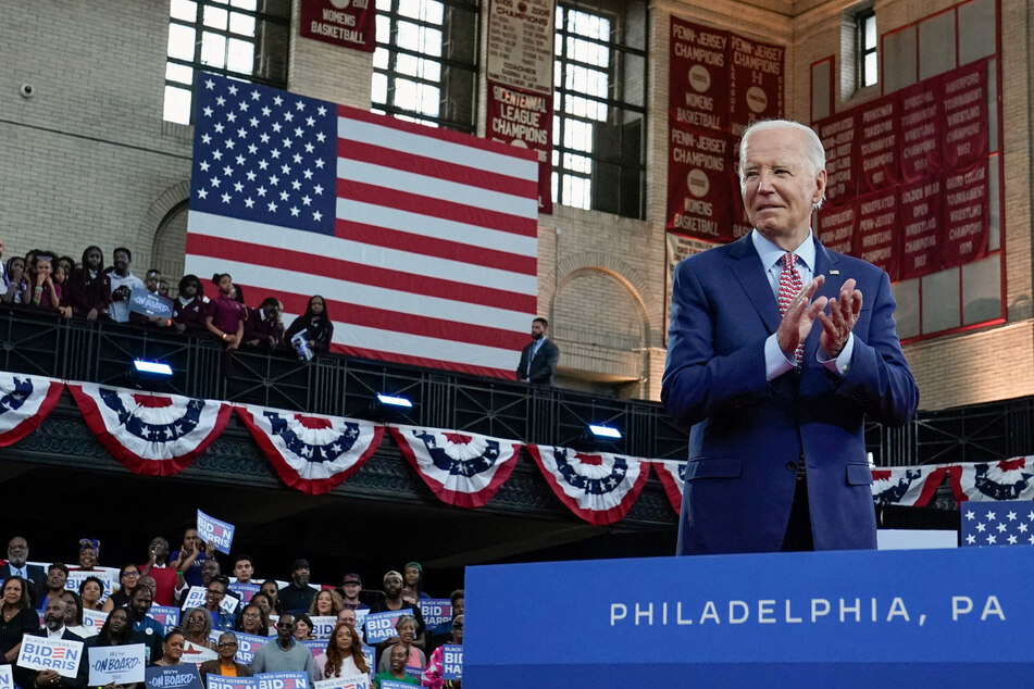 President Joe Biden applauds during a campaign event targeting Black voters at Girard College in Philadelphia, Pennsylvania.
