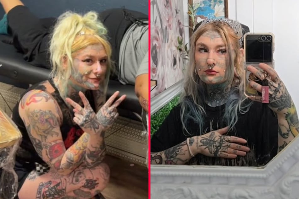 Tattoo addict with bugs on her face covers up ink in radical transformation