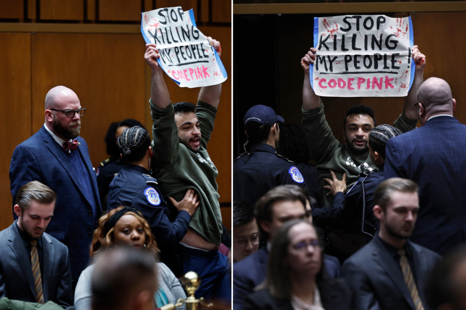 Pro-Palestine student activists arrested during Senate intelligence hearing on global threats