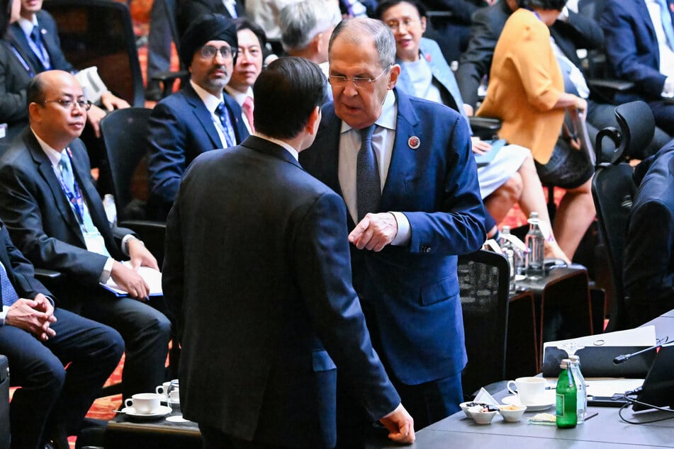 Secretary of State Marco Rubio speaks with Russian Foreign Minister Sergei Lavrov at last year's ASEAN Foreign Ministers' meeting.