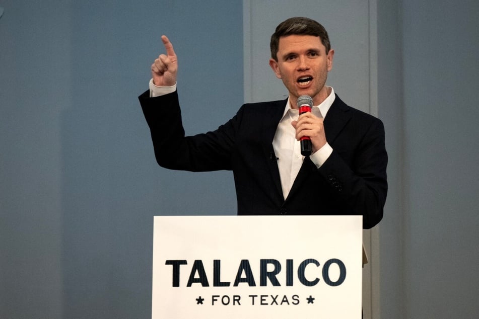 Democratic candidate for US Senate James Talarico speaks during a rally in Houston, Texas, on September 13, 2026. The Senate hopeful is blasting claims that he recently entered a mental health facility in Ohio, saying he's "never even been to Ohio."