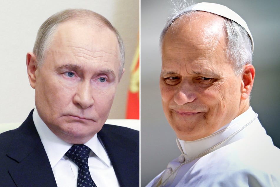 Russian President Vladimir Putin (l.) discussed the war in Ukraine with Pope Leo in a telephone call on Wednesday, claiming he wanted peace through diplomacy