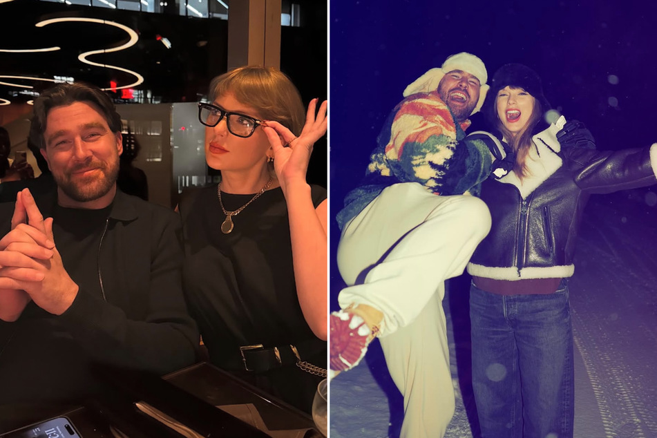 Insiders have revealed that Travis Kelce (l.) ran "every single image" by Taylor Swift before posting their viral photo dump.