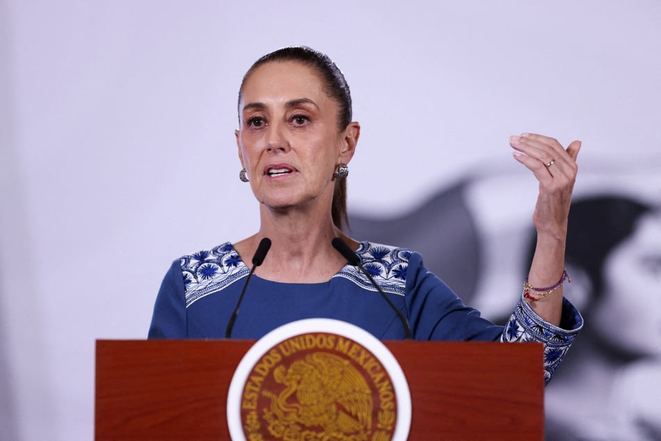 Mexican President Claudia Sheinbaum speaks during her daily press conference at Palacio Nacional in Mexico City on September 24, 2026. She has ordered social media companies to remove violent content from their platforms, or face consequences. 