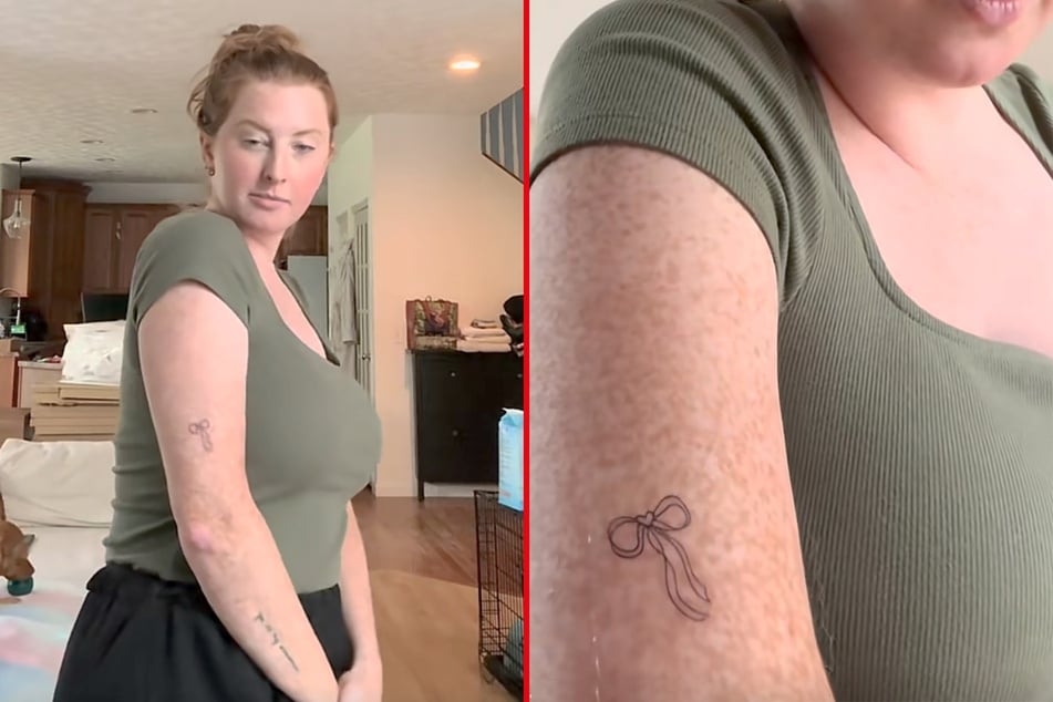 Kaylyn Minute didn't quite get what she bargained for when she got this little ribbon tattoo.