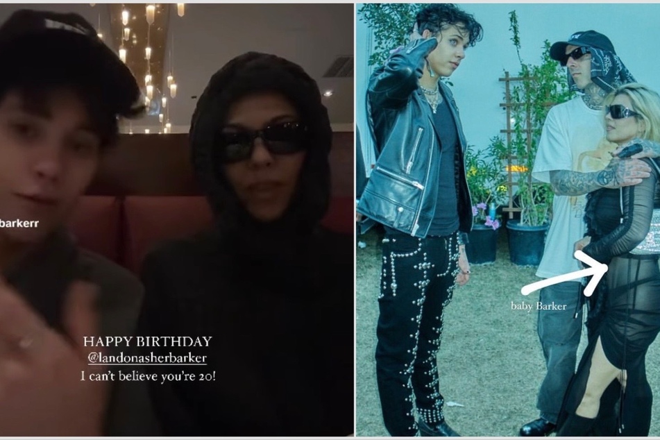 Kourtney Kardashian may have revealed when her baby is due with a throwback pic in honor of Landon Barker's (l.) birthday.