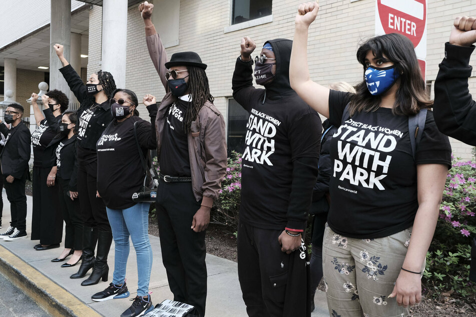 Georgians staged a protest in support of Park Cannon as they waited for her to return to the State Capitol for the first time since her arrest.