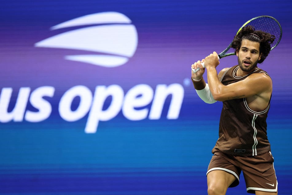 Spain's Carlos Alcaraz in action during his US Open second round match against Portugal's Jaime Faria (not pictured) on September 2, 2026.