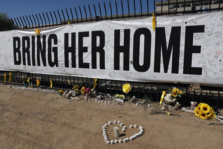 A Nancy Guthrie memorial is seen front of a TV news station inTucson, Arizona, on March 3, 2026. An investigator claims Nancy's daughter and son-in-law were the last to see the 84-year-old alive.