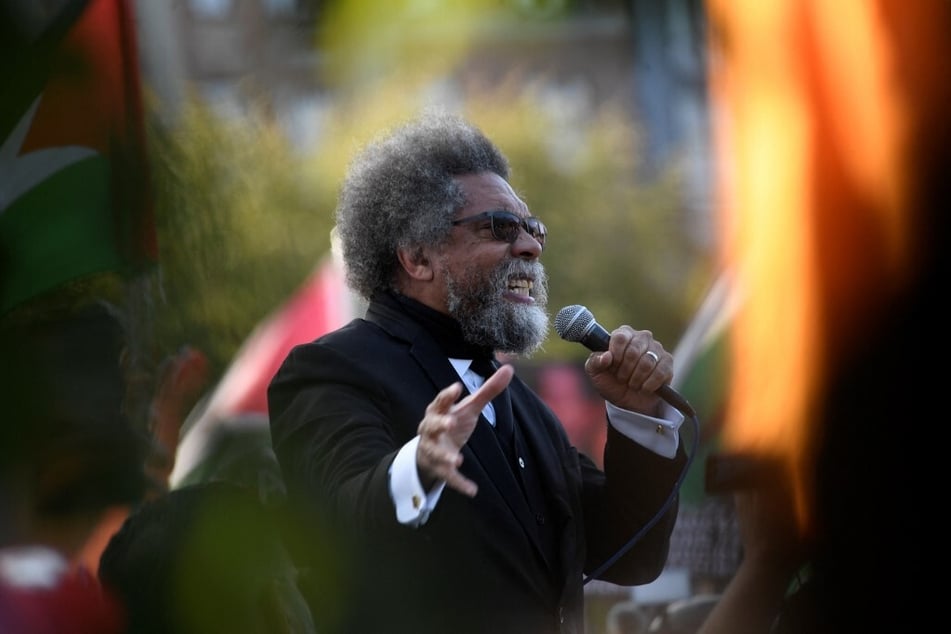Independent presidential candidate Dr. Cornel West speaks during a pro-Palestine rally outside the Democratic National Convention in Chicago, Illinois.