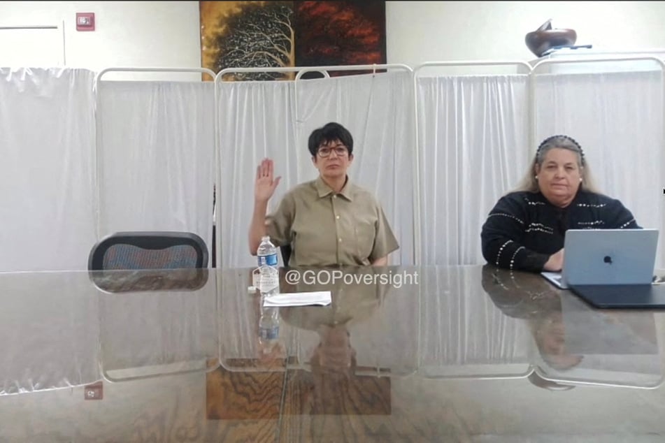 Ghislaine Maxwell addresses the House Oversight Committee in a closed-door video deposition during their meeting in Washington DC on February 9, 2026.