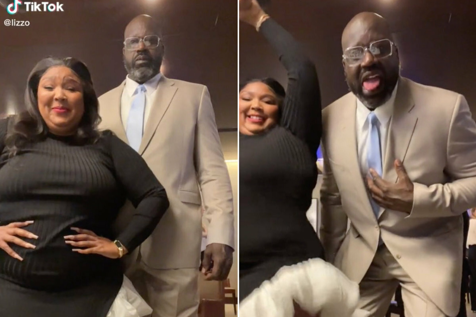 Lizzo gets Shaq to do the #aboutdamntime challenge – with mixed results!