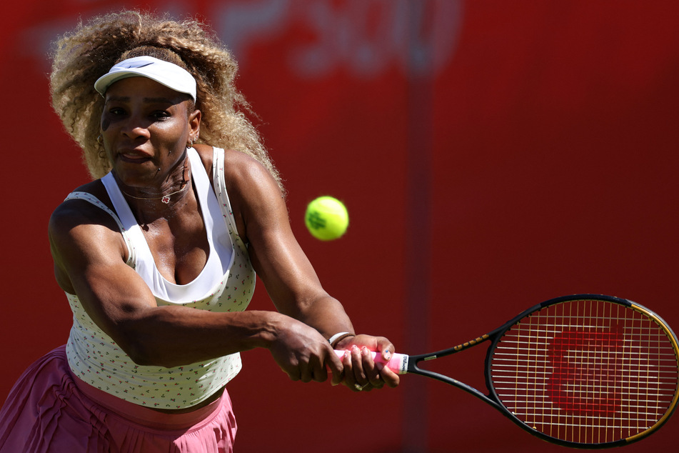 Serena Williams plays on the practice courts at the HSBC WTA tennis Championships at Queen's Club in west London on June 10, 2026.