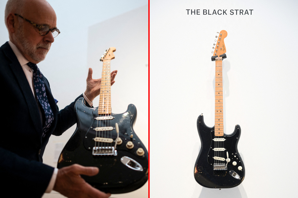 Black Strat, a guitar used by Pink Floyd's David Gilmour, sold for a record-breaking price at a New York auction.