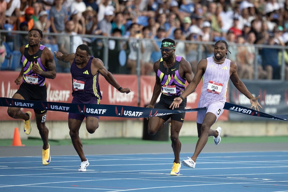 Noah Lyles wins 100m title in world-leading time at US athletics championships