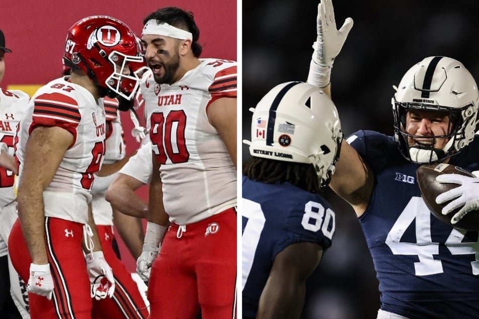 Utah (l) and Penn State will play each other for the first time in the Rose Bowl game on January 2.