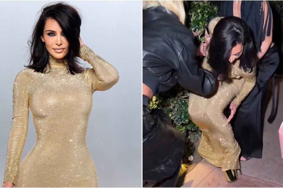 Kim Kardashian takes hilarious tumble in sky-high heels at Oscars afterparty