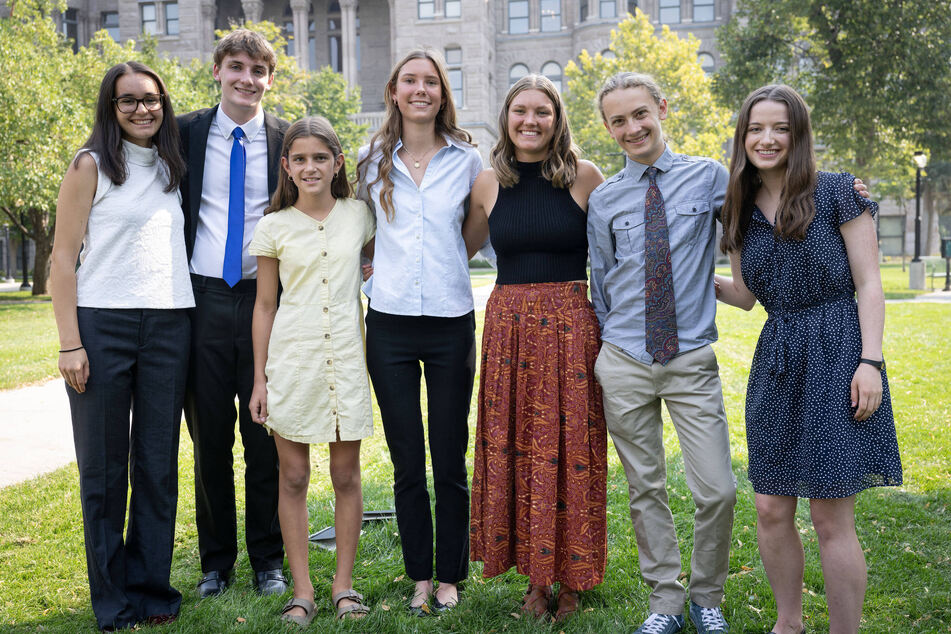 Youth plaintiffs in the Natalie R. v. State of Utah case wait outside before their hearing in the Utah Supreme Court in Salt Lake City on September 4, 2024.