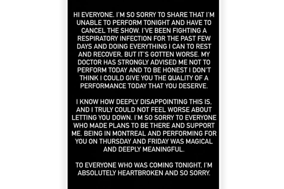 Lady Gaga announced on Instagram that she had to cancel her planned concert in Montreal on Monday.