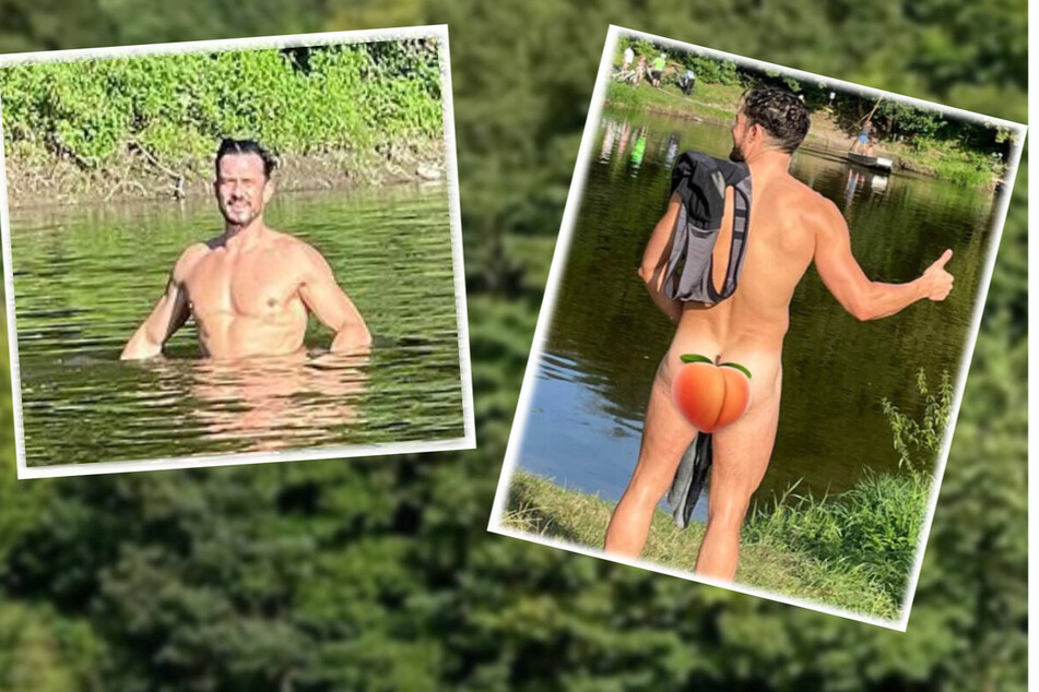 Orlando Bloom shows he's peachy keen to bare it all