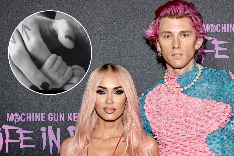 Megan Fox and Machine Gun Kelly (r.) have welcomed their first baby together, but the two are reportedly still split up.