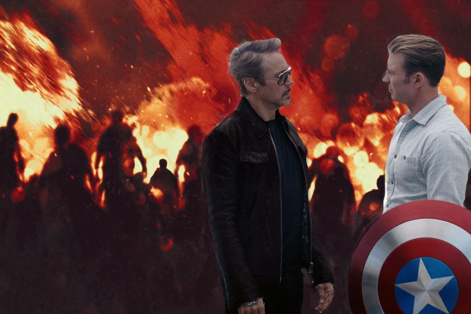 Robert Downey Jr. (l) and Chris Evans (r) starred as Tony Stark/Iron Man and Steve Rogers/Captain America in Avengers: Endgame. Marvel's newest drop imagines what happens if the Avengers were dropped into a world of zombies.