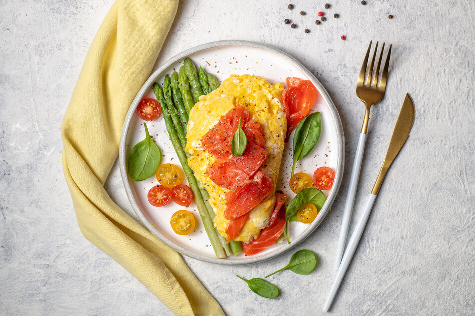 Smokes salmon goes amazingly well with the French omelette.