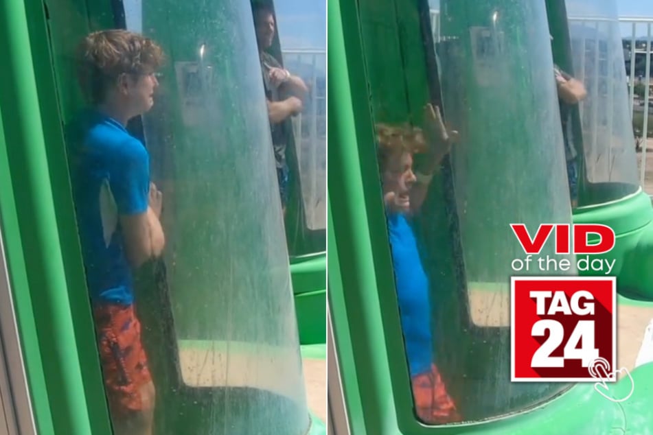 Viral Video of the Day for July 3, 2023: Terrified boy immediately regrets waterslide decision
