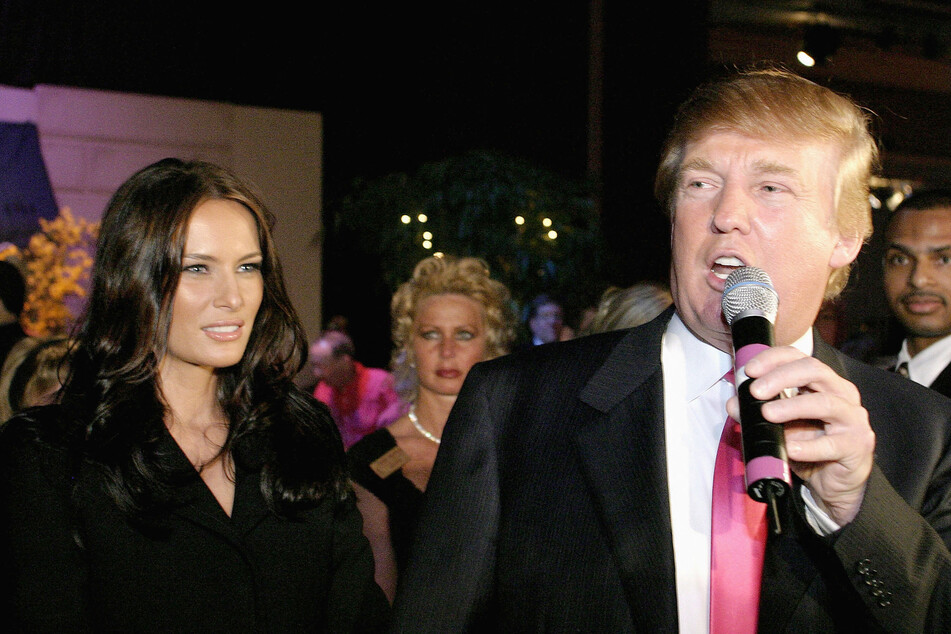 Donald Trump (r.) and then-fiancée Melania Knauss attending the Billionaire Birthday Bash for Donald Trump at The Trump Taj Mahal in Atlantic City, New Jersey on June 6, 2004.
