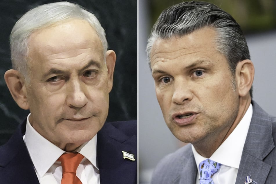 US Defense Secretary Pete Hegseth (r.) reportedly met with Prime Minister Benjamin Netanyahu (l.) during a trip to Israel on Monday.